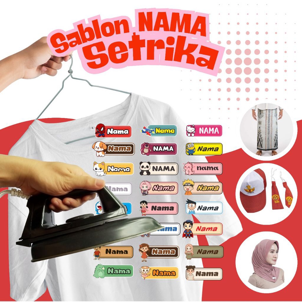 Jual Stiker Label Nama Baju Custom Desain Sablon Setrika Anti Air ...