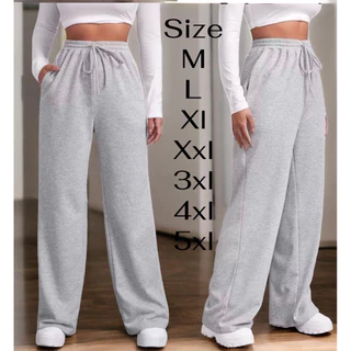 Sweatpants Wanita Jumbo Highwaist Adem Nyaman