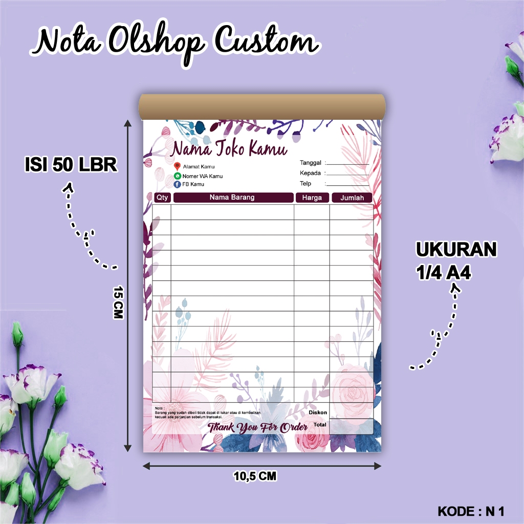 Jual Nota custom 2 ply dan nota 1 ply full color nama usaha toko ...