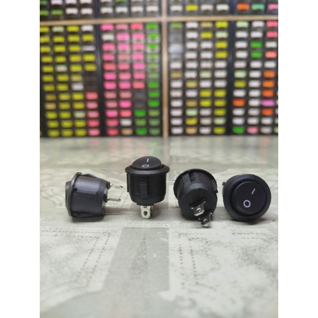 Jual Rocker Switch bulat hitam Saklar On Off saklar listrik 2pin hitam ...
