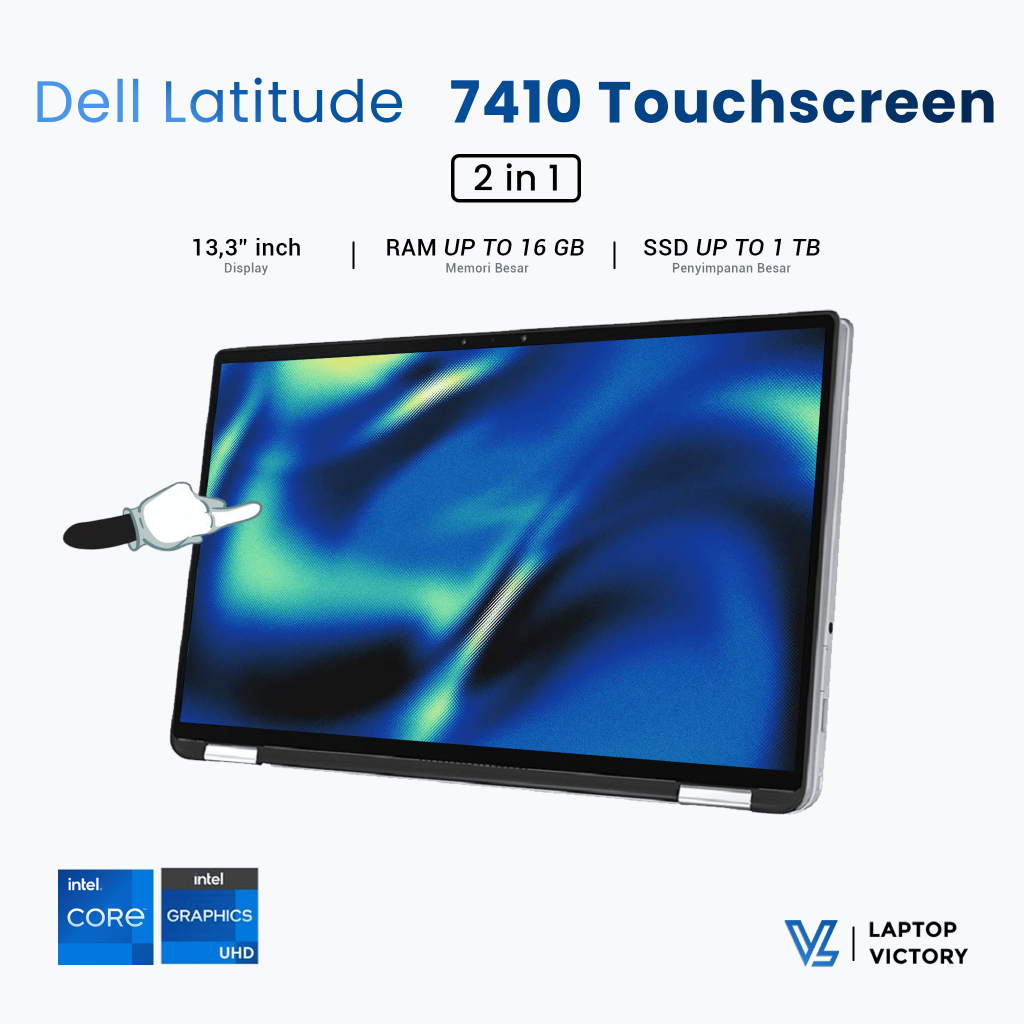 Dell 7410 2-in-1 i7 Gen 10 Ultrabook Touchscreen Profesional Bisa Lipat  360 Derajat Mulus