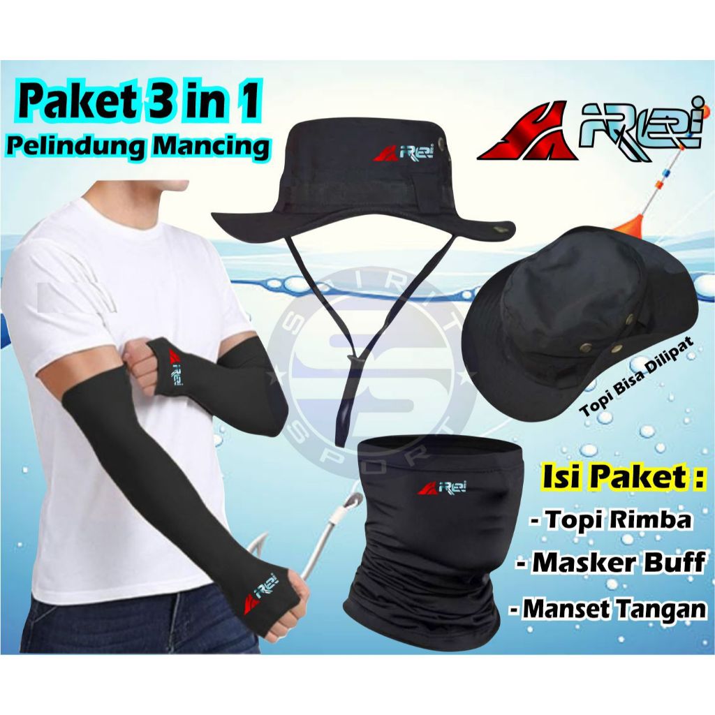Jual Paket 3 in 1 Aksesoris Pelindung Mendaki Topi Rimba masker Buff ...