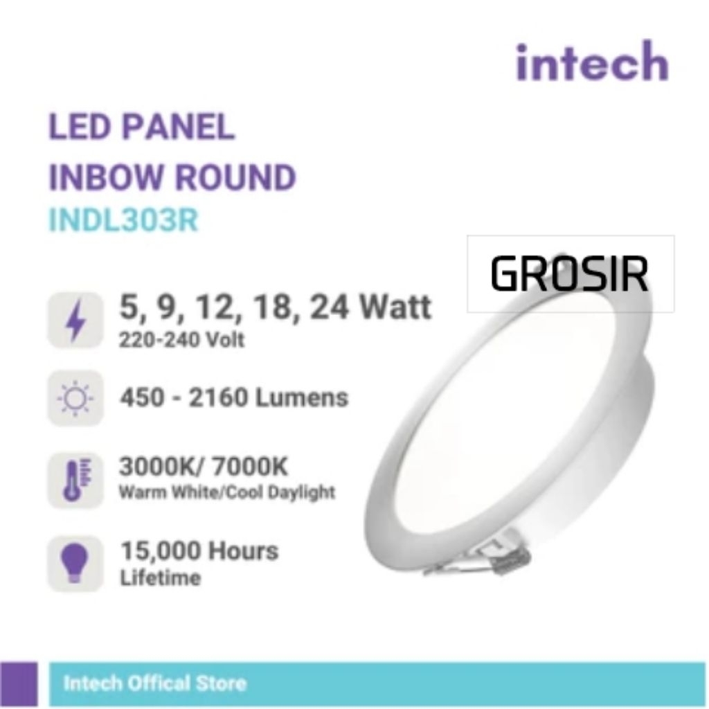 Jual INTECH INDL303R LED DOWNLIGHT INBOW ROUND 5 W 9 W 12 W 18 W 24 W ...