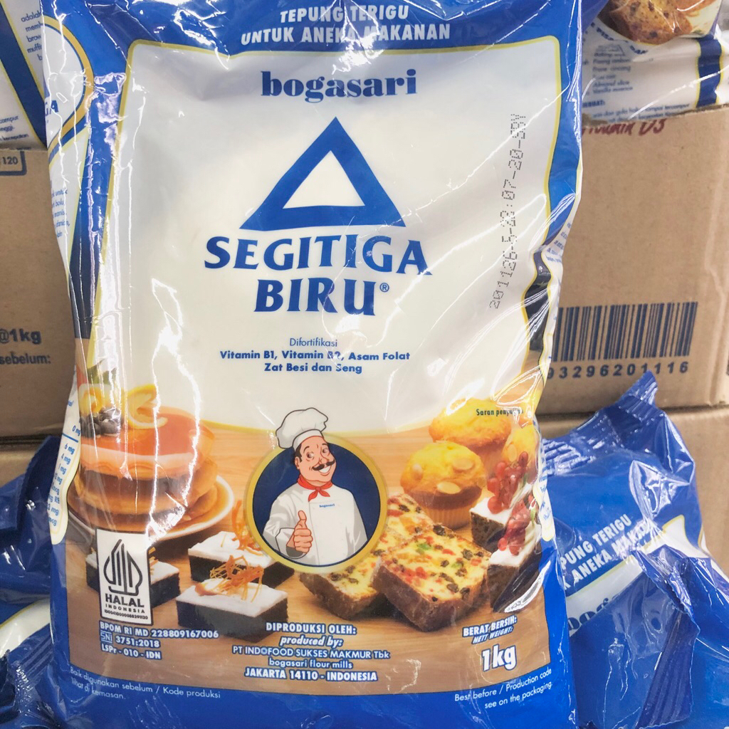 Jual Tepung Terigu Segitiga Biru 1kg – Murah Hemat Protein Sedang untuk ...
