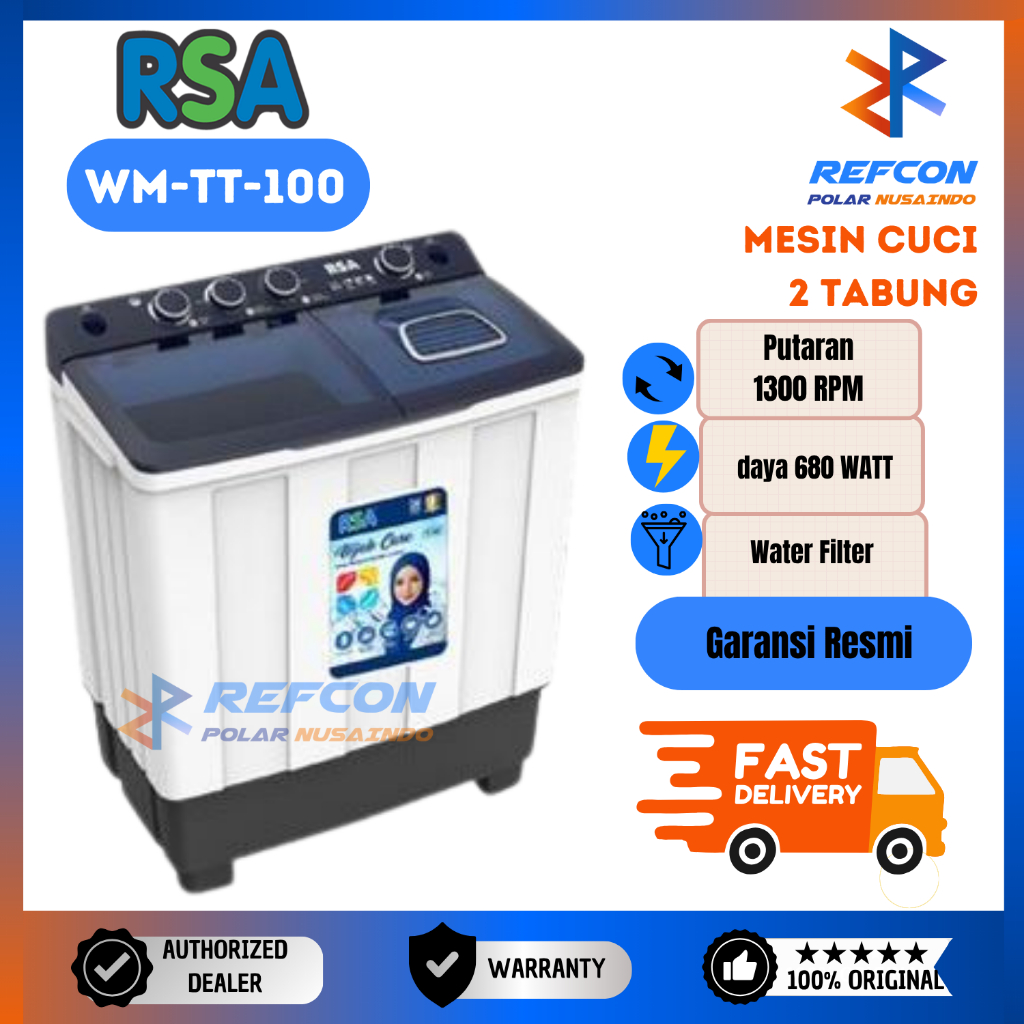 Jual Mesin Cuci RSA WM-TT-100 2 Tabung 10 Kg | Hemat Listrik & Daya ...