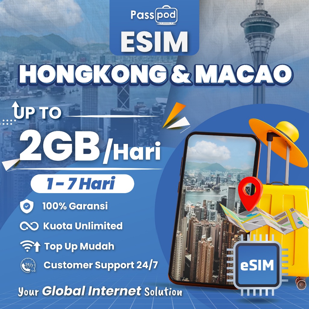Jual PASSPOD eSIM Hongkong & Macau Paket Data Luar Negeri | Shopee ...