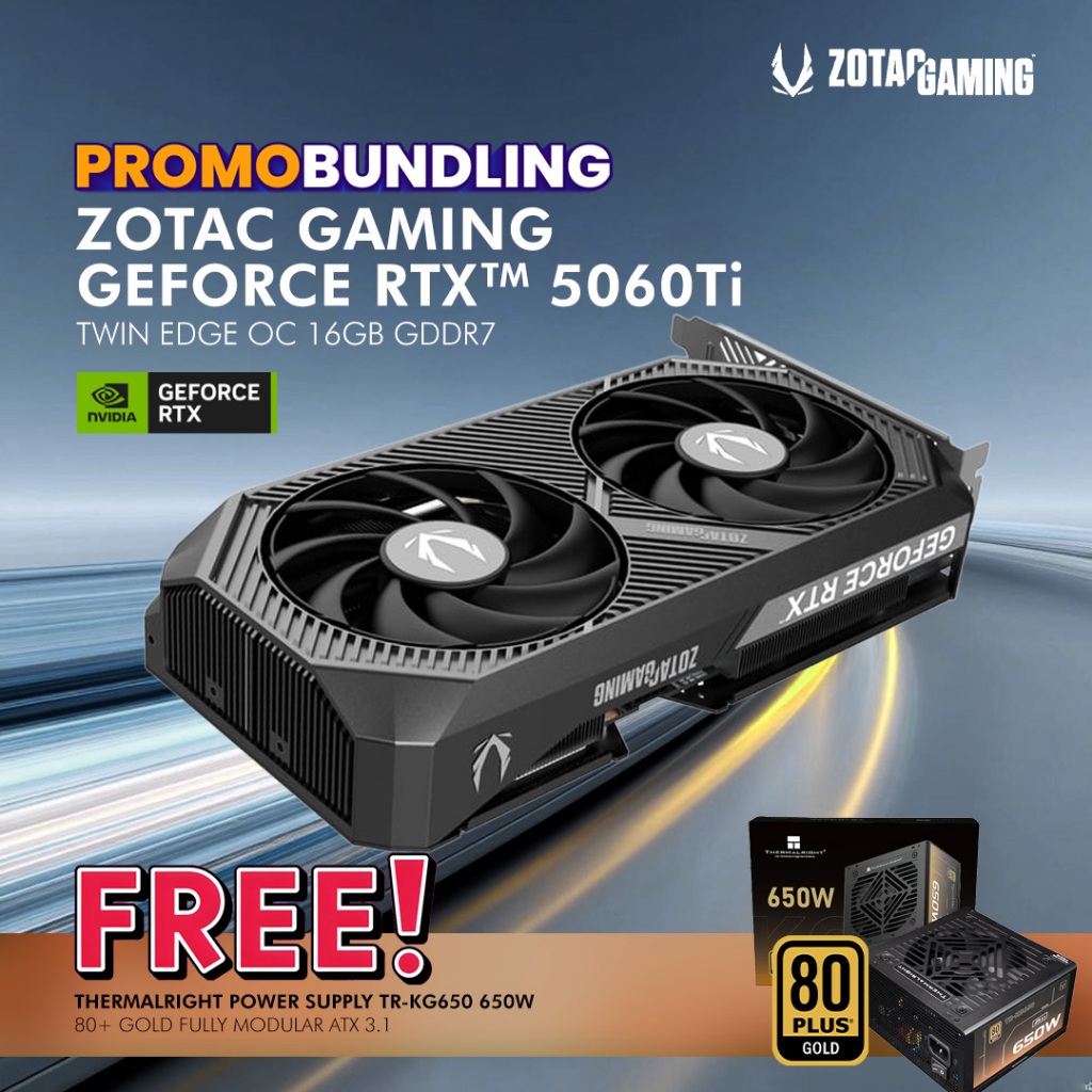[PROMO BUNDLING] ZOTAC VGA GEFORCE RTX 5060 TI TWIN EDGE OC BLACK 16GB  GDDR7 3Y
