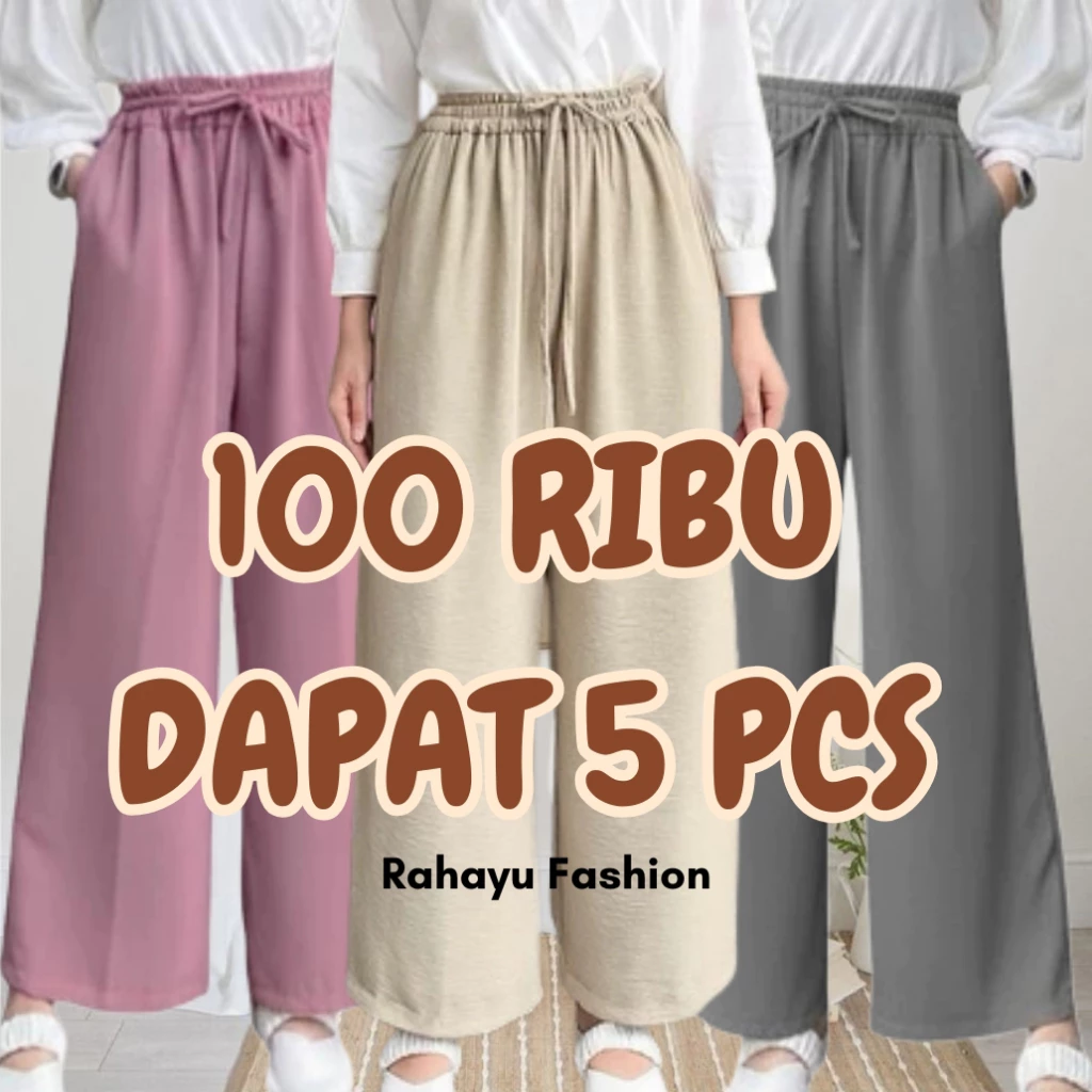 PROMO CELANA KULOT CRINKLE 5 PCS JUMBO TALI SERUT NYAMAN CELANA KULOT CRINKLE WANITA HARIAN CELANA KULOT HIGHWAIST CELANA KULOT CRINKLE WANITA HARIAN