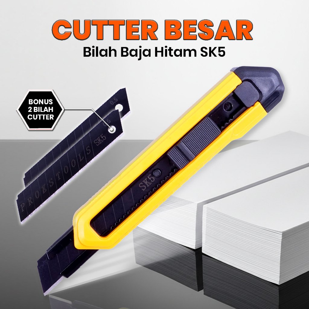 Jual (FREE REFILL) Cutter Pisau Potong Kertas Kain Kayu Tajam Auto Lock ...