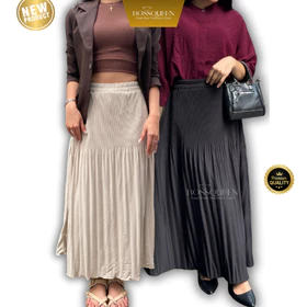 Long Plisket Skirt Lidi Cabang Allsize Fashion Muslim Panjang Maxi 93cm Bawahan Pakaian Muslim