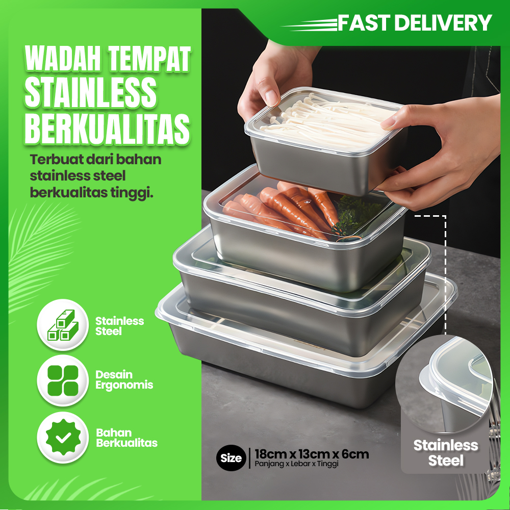 Jual Kotak Makan Stainless Steel Food Container Wadah Lauk Daging Sayur ...