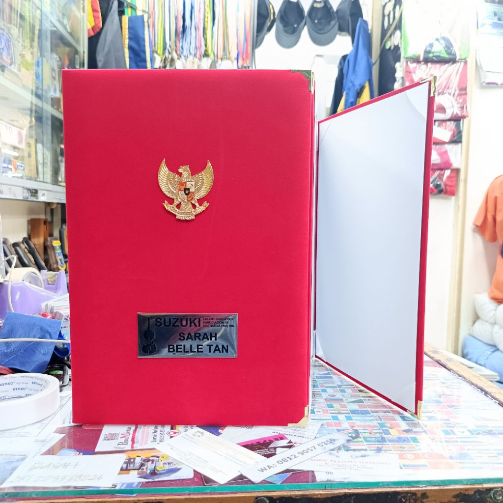 Jual Map beludru Map kantor map sekolah (custom tulisan plat kuningan ...