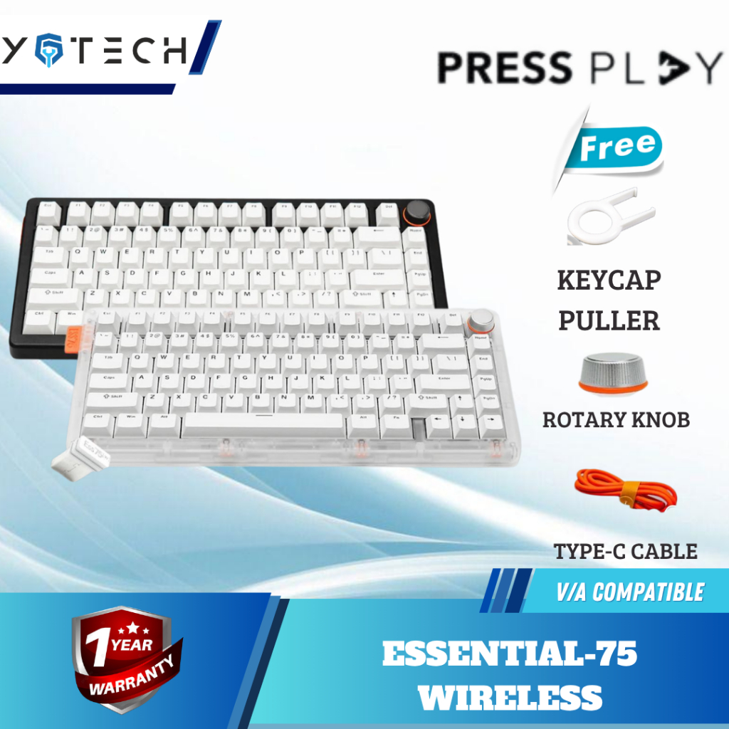 Jual Press Play ESSENTIAL75W 75% Wireless Mechanical Keyboard Top ...