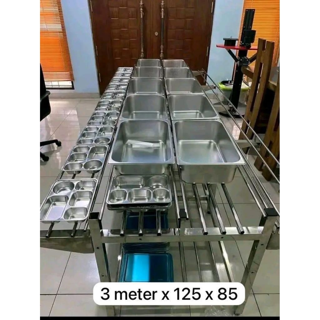 Jual Meja kerja pemorsian stainles dapur mbg ukuran 300×125×85 cm ...