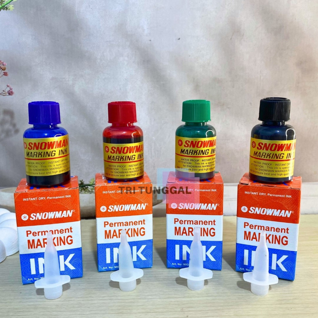 Jual Tinta Refill Spidol SNOWMAN 20ml Hitam Permanen Ink Permanent ...
