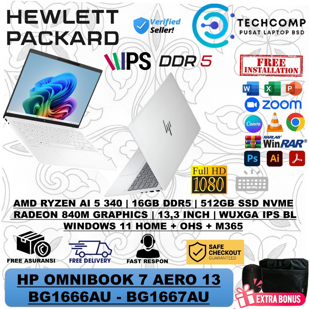Jual Laptop HP OMNIBOOK 7 AERO BG1666AU AMD Ryzen AI 5 340 16GB DDR5 ...