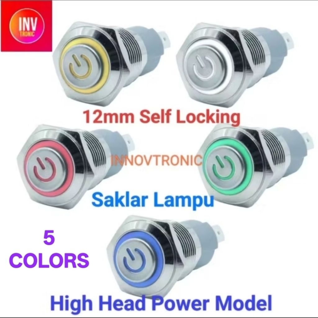 Jual 12mm 4Pin HIGH HEAD POWER LED Self Locking Saklar Lampu Metal ...