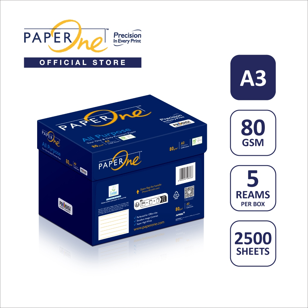 PaperOne Kertas A3 80gr All Purpose 1 Box (2500 lembar) Kertas HVS A3 Kertas Fotocopy