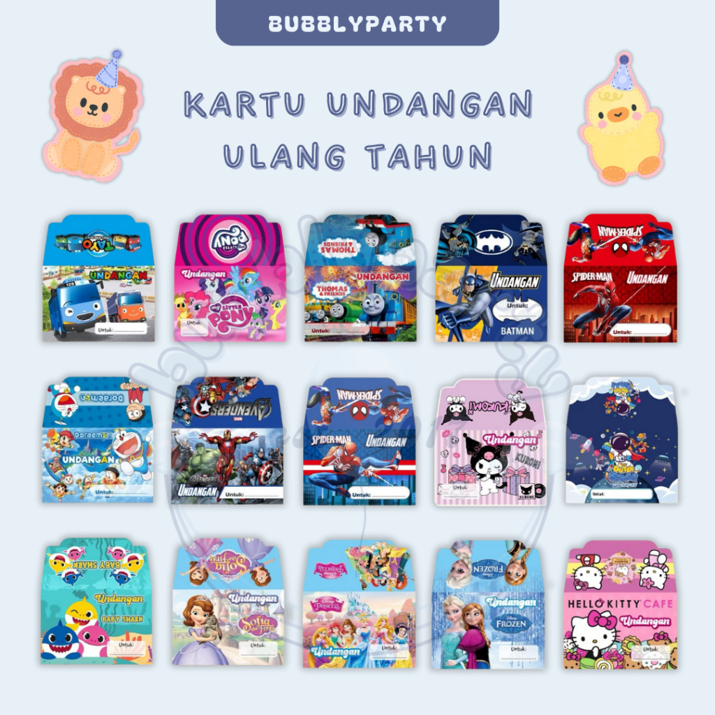 [Isi 5 Pcs] Kartu Undangan Ulang Tahun Karakter Anak