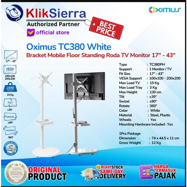 Jual OXIMUS TC380 | TC-380 Black & White - Mobile Bracket TV Display ...