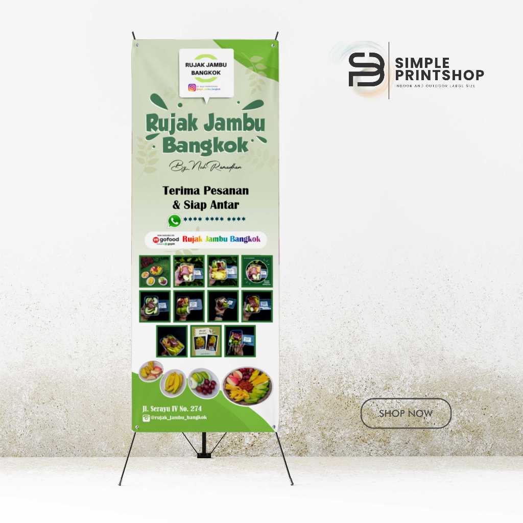Jual cetak spanduk banner rujak jambu kristal custom desain 60x160 ...