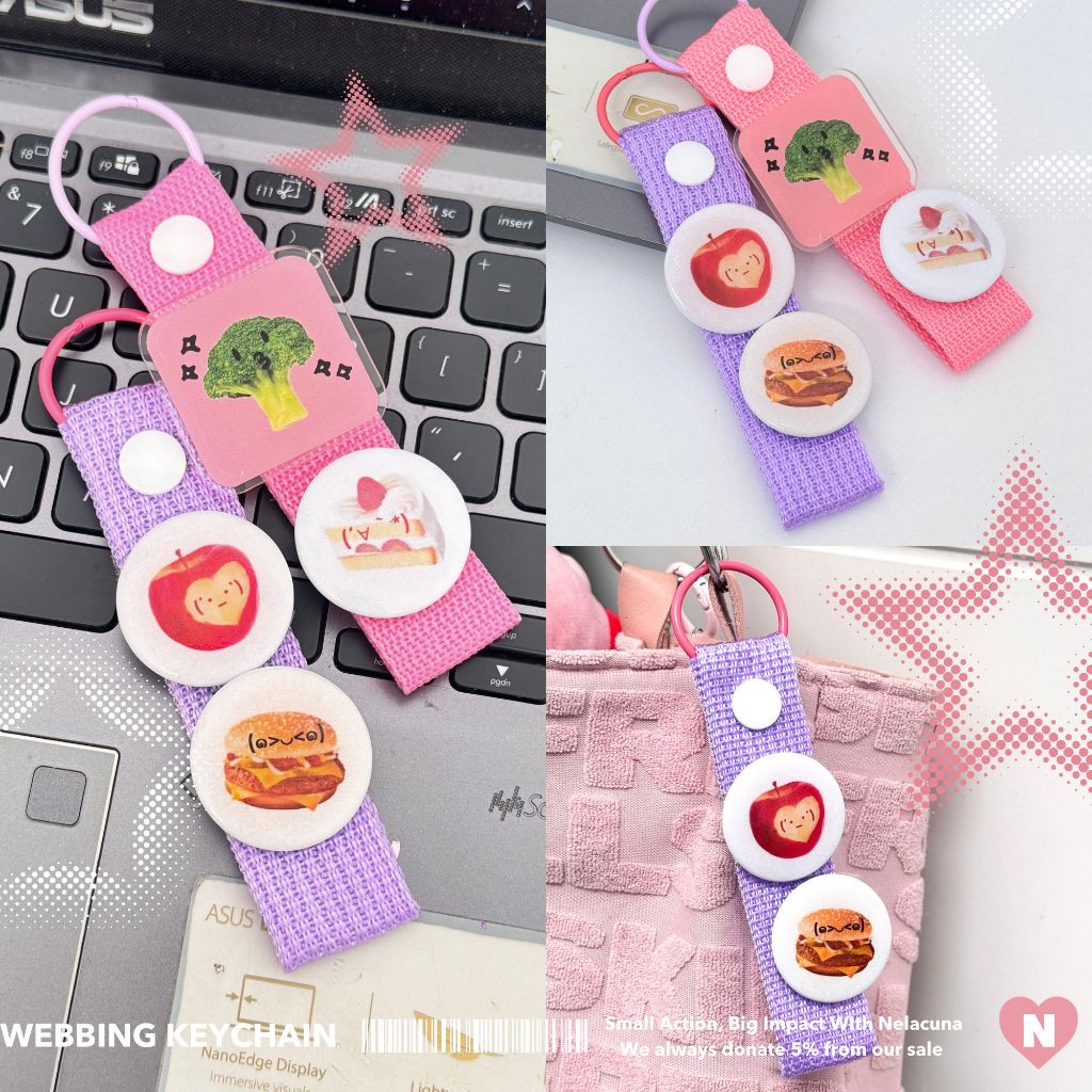 Jual [NEW] KEYCHAIN WEBBING CANVAS / PIN HOLDER KEYCHAIN - NELACUNA ...