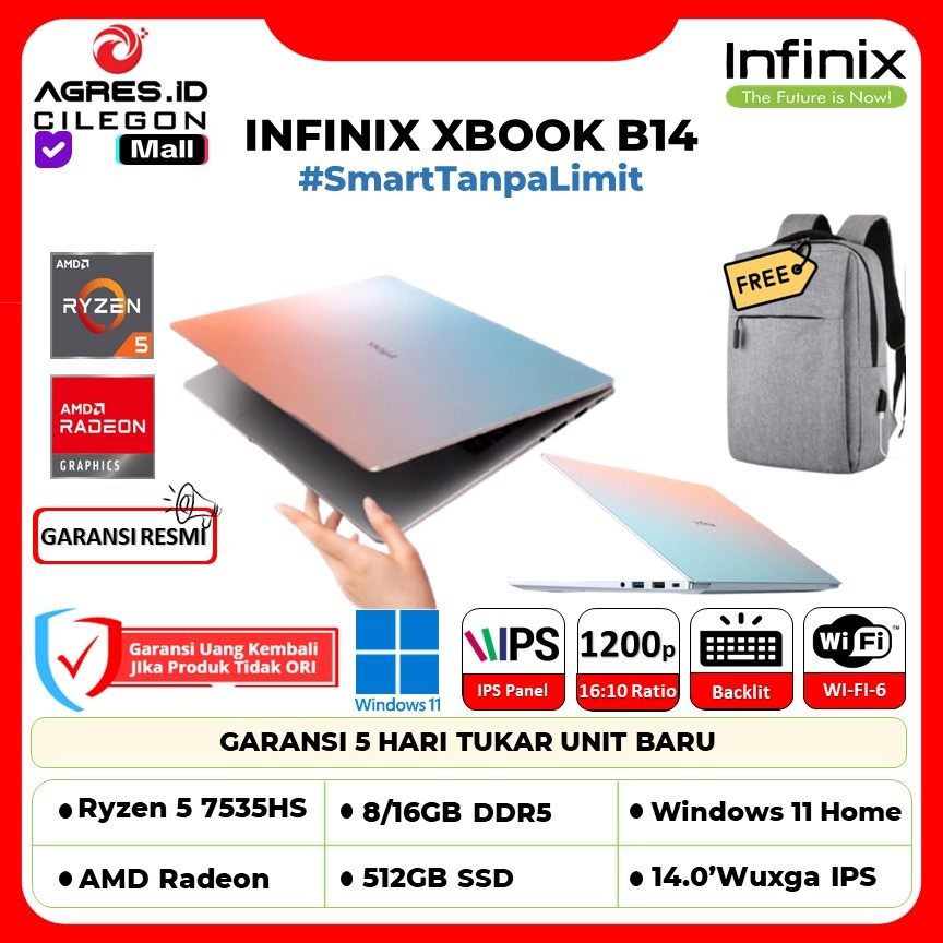 Jual Infinix Xbook B14 AMD Ryzen 5 7535HS 16GB 512GB SSD 14.0-inch ...