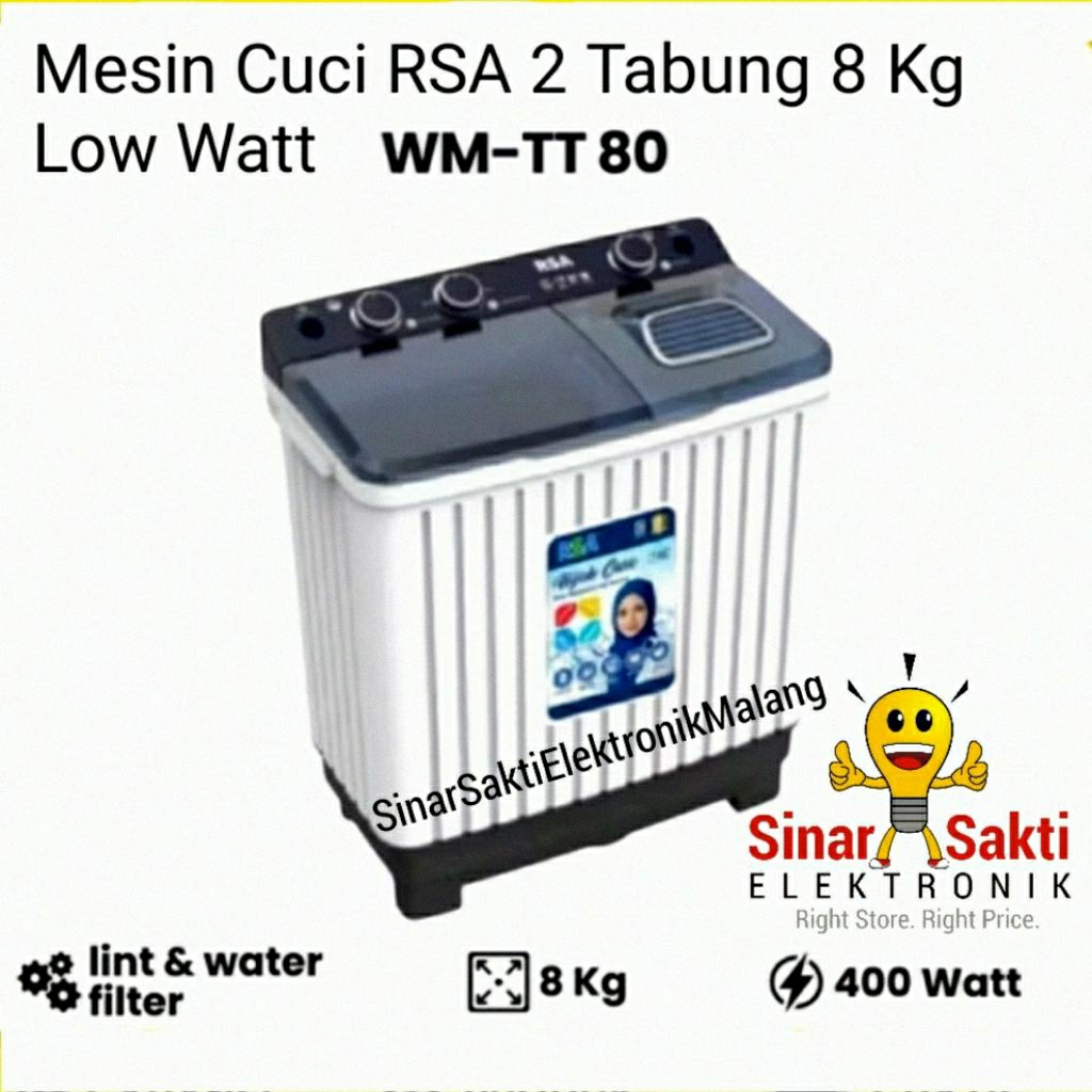 Jual Mesin Cuci RSA 2 Tabung 8 kg 8kg low watt Murah Garansi Resmi ...