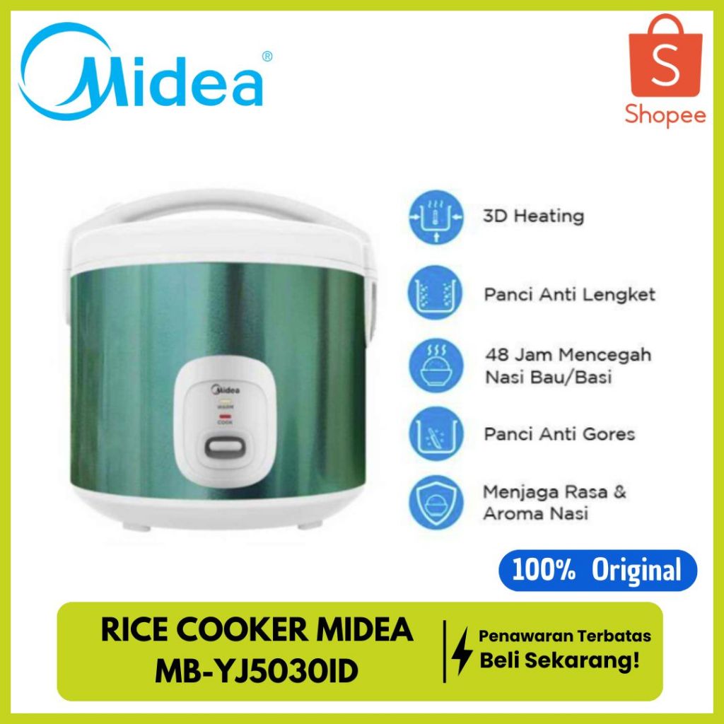Jual MIDEA MB-YJ5030ID(WG) RICE COOKER 1,8 LITER 400 WATT 3D HEATING MB ...