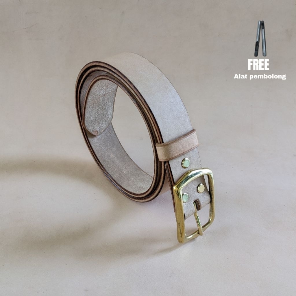Jual ikat pinggang pria kulit asli warna Natural handmade Motom Leather ...