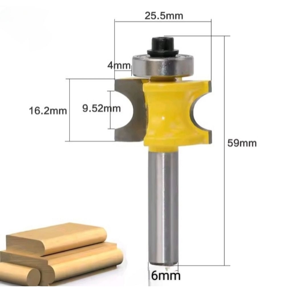 Jual 6mmx25,5mm mata roter profil Roter bit Router molding pintu Ruter ...