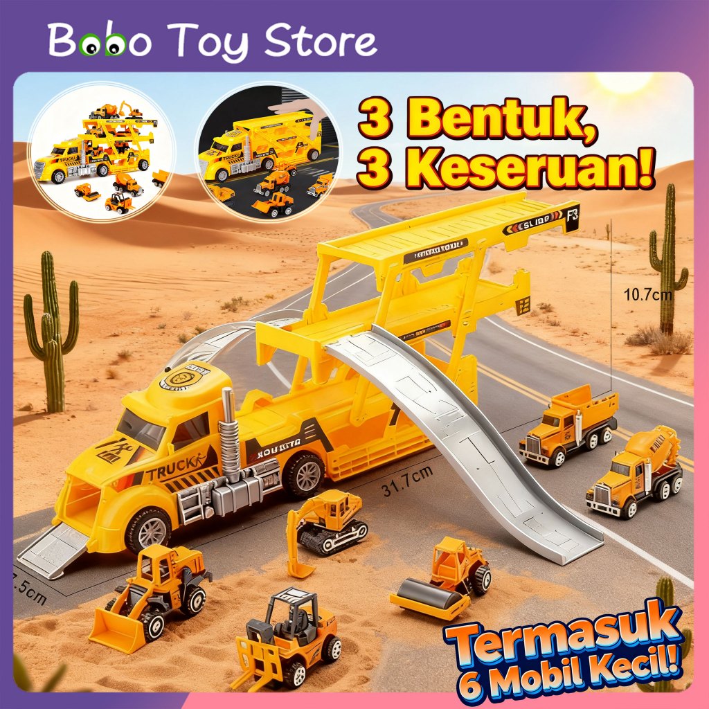 Jual BOBO [Free 6 Mobil] Mainan Truk Container Deformasi Lipat 2-in-1 ...