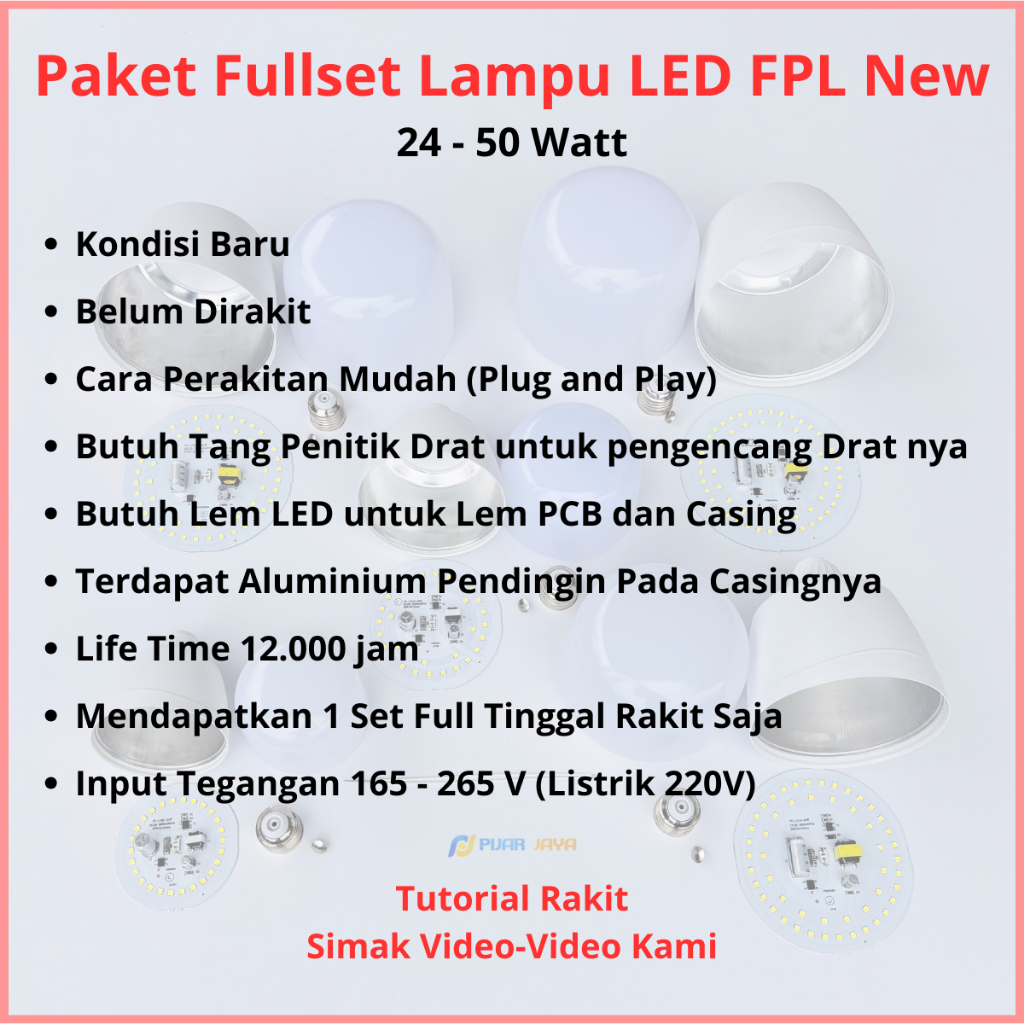 Jual Paket Lampu LED FPL New Full Set Siap Rakit 24 30 40 45 50 Watt ...