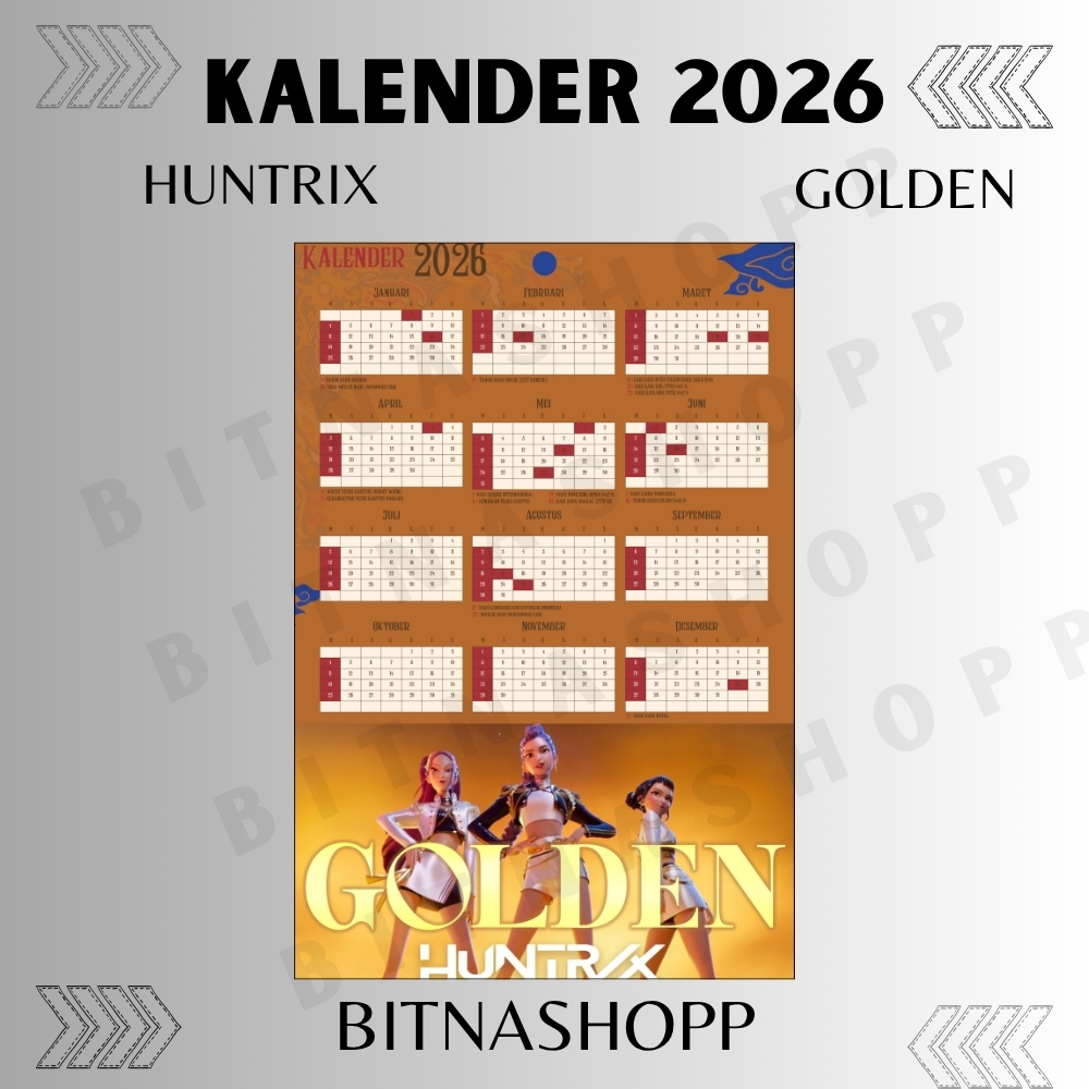 Jual 2026 KALENDER HUNTRIX GOLDEN LAMINASI 2SISI IDOL KPOP UNOFFICIAL ...