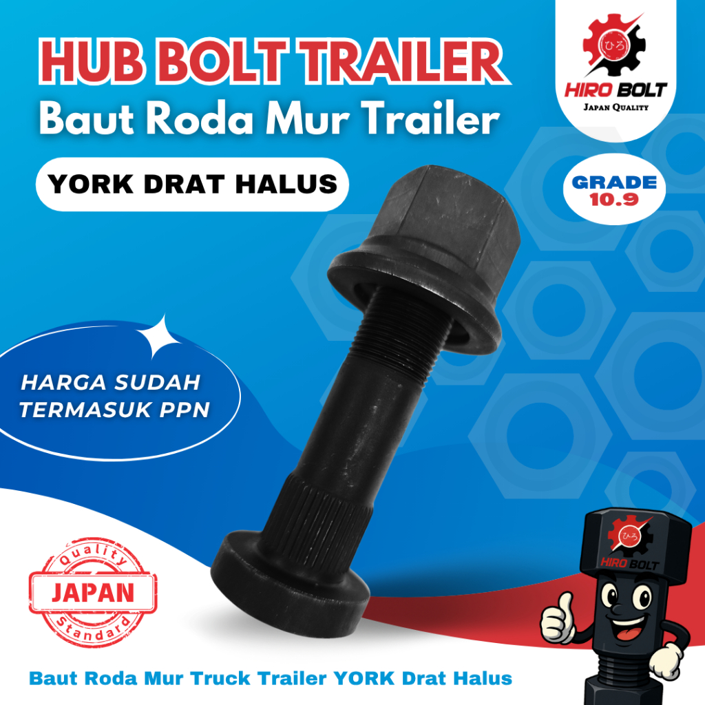 Jual Baut Roda Truck Trailer YORK Drat Halus - Lubang 10 - M22 x 102mm ...