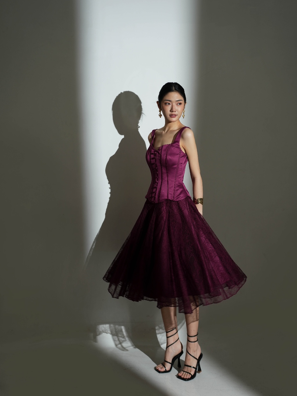 Jual COMA LABEL - Elysia Midi Dress in Burgundy Red & Purple Haze ...