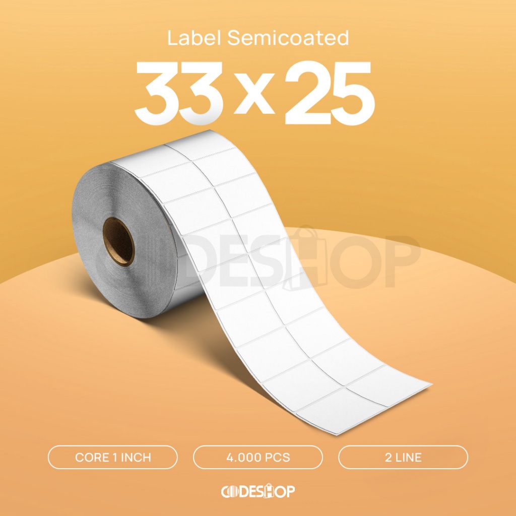 Jual Codeshop Label Stiker Semicoated 33x25 mm 2 Line Sticker Printer ...