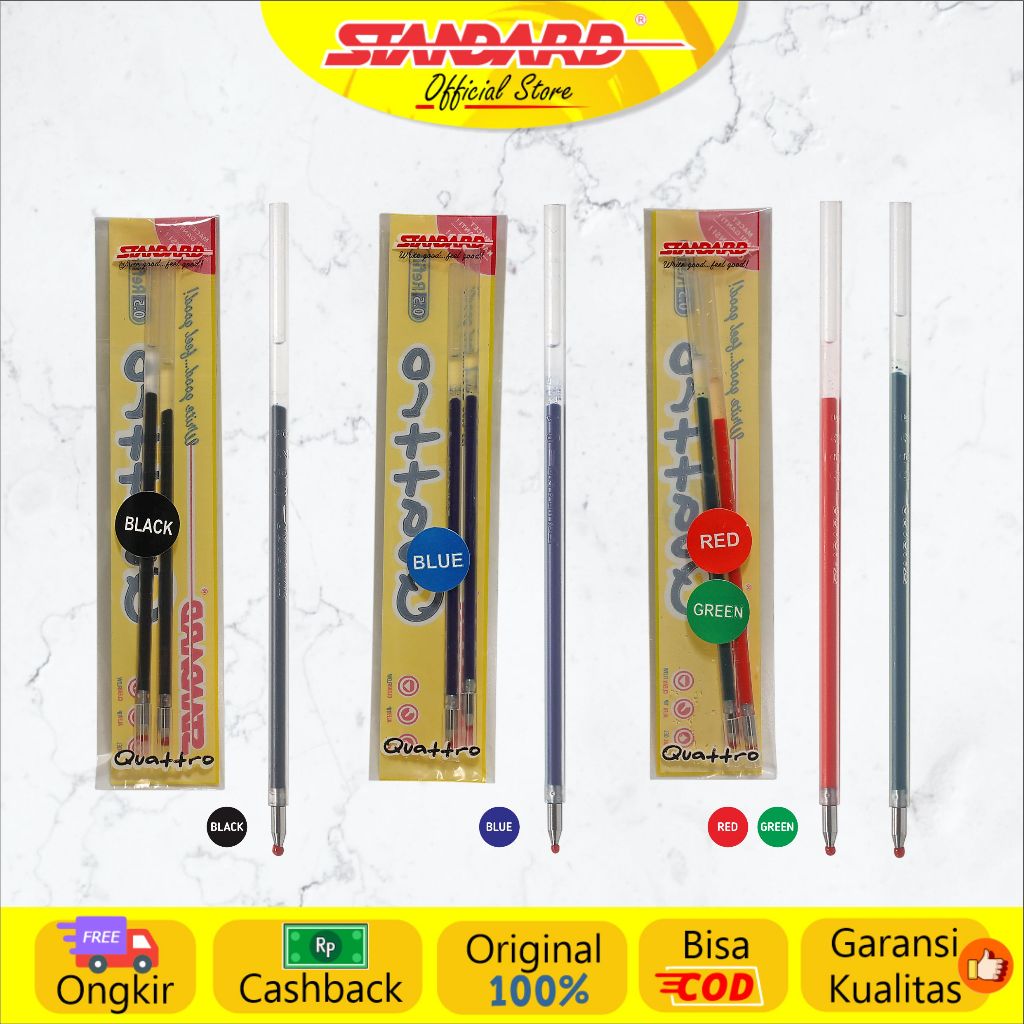 Standard - Refill Pulpen Quattro 0.5  / 0.7 - Gel  ( Isi Pulpen / Pena / Ballpoint ) (5)