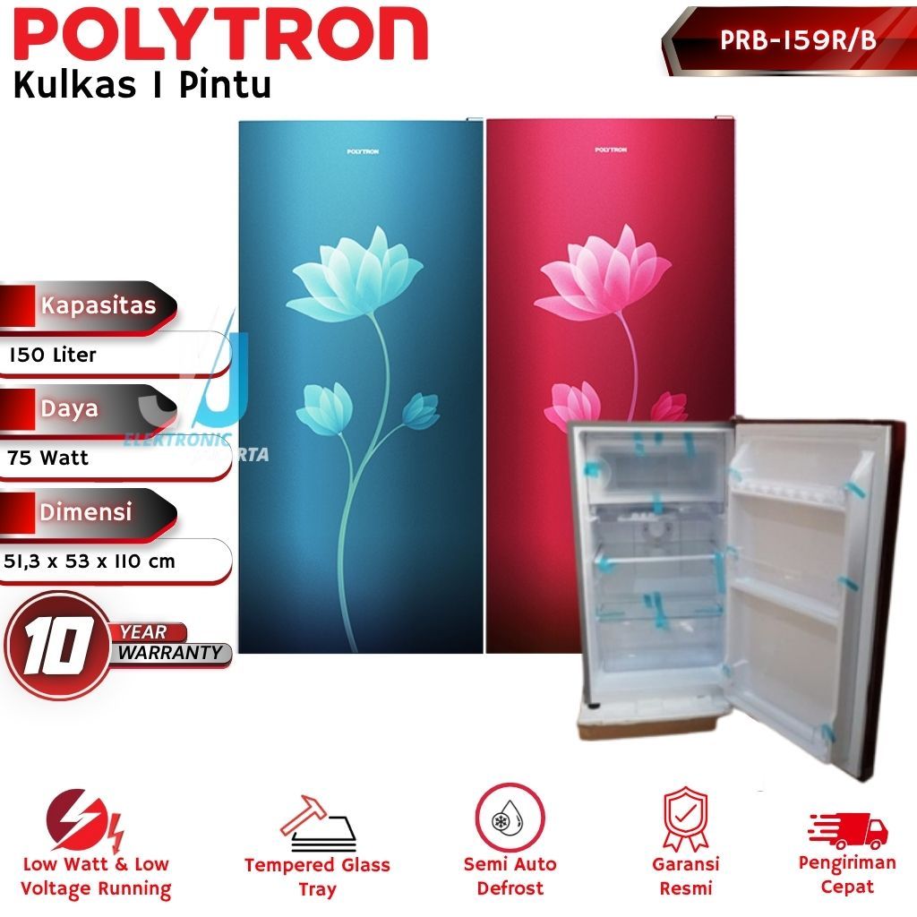 Jual POLYTRON Kulkas 1 Pintu Metallic 150 Liter PRB-159R/B | Shopee ...