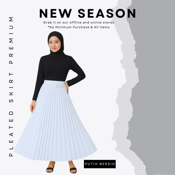 Am27 Rok Plisket Premium Remaja Dewasa Jumbo 110Kg Rok Polos Payung Pleated Skirt