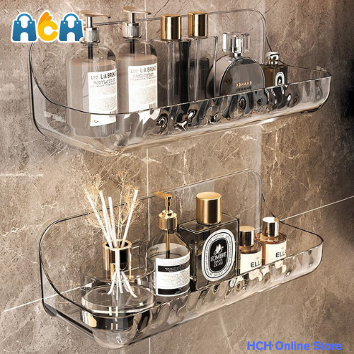 HCH Rak Acrylic Tempel Dinding Kamar Mandi Rak Sabun Dan Shampo Kamar Mandi Rak Transparan Serbaguna