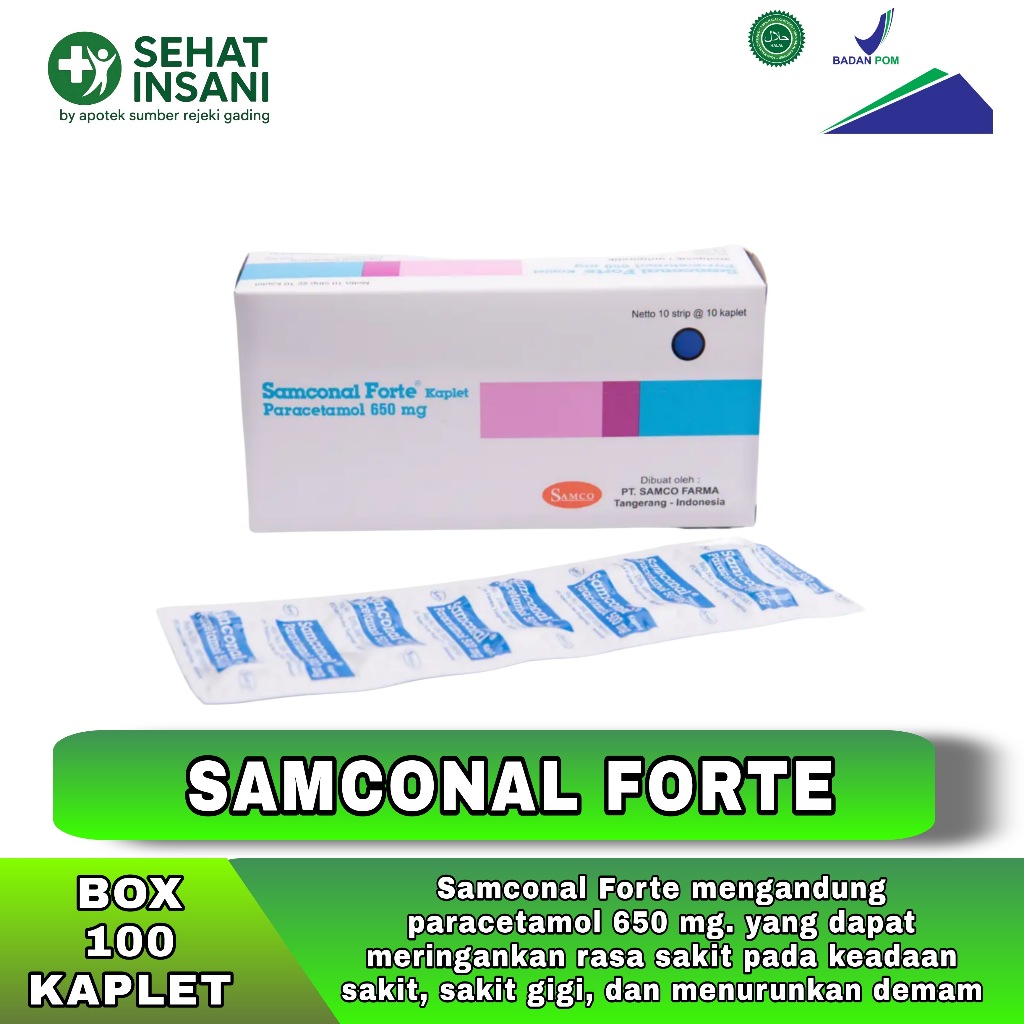 Jual Samconal Forte Box Isi 100 Tablet Paracetamol 650 Mg | Shopee ...