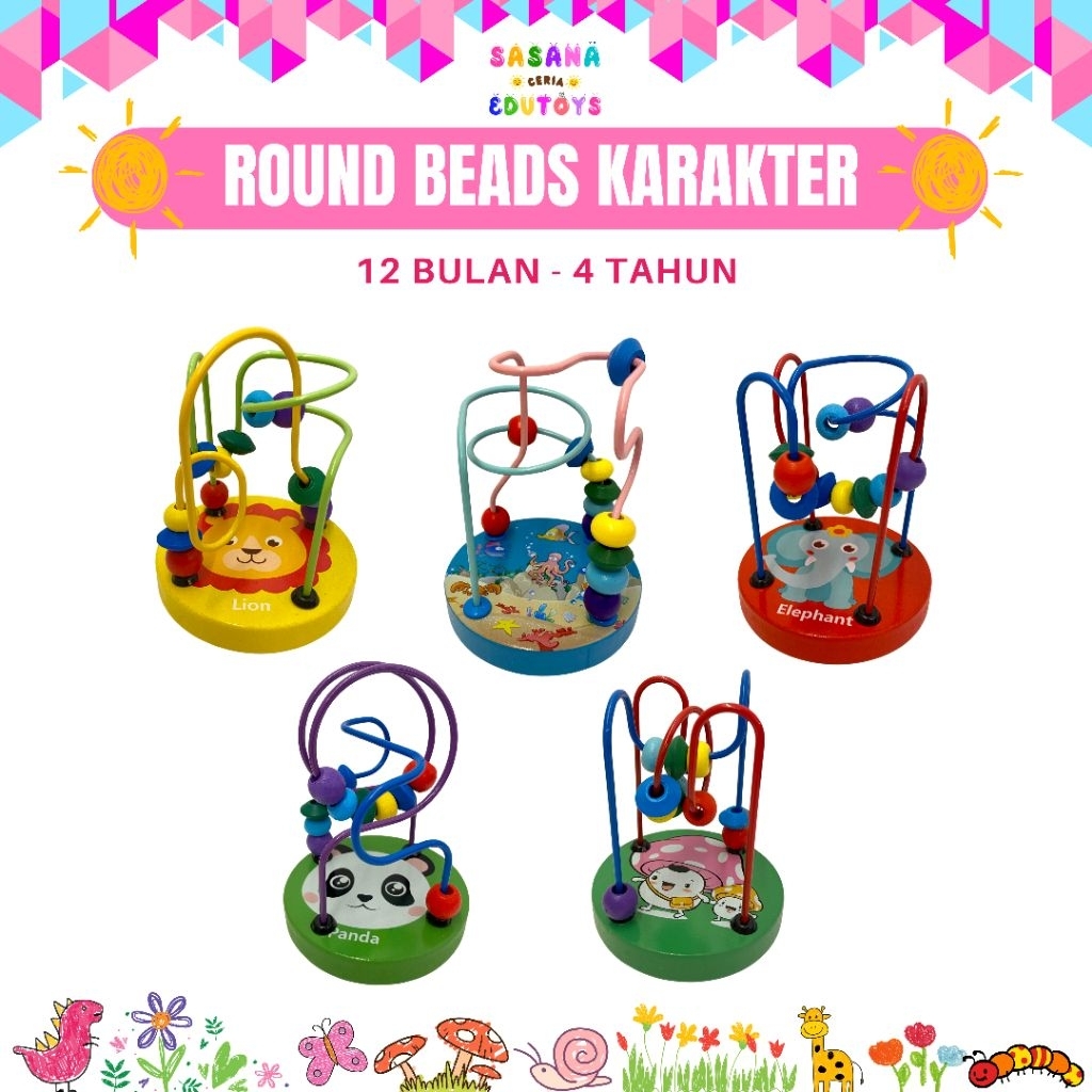 Jual SASANAEDUTOYS Round Beads Karakter – Mainan Edukasi Montessori ...