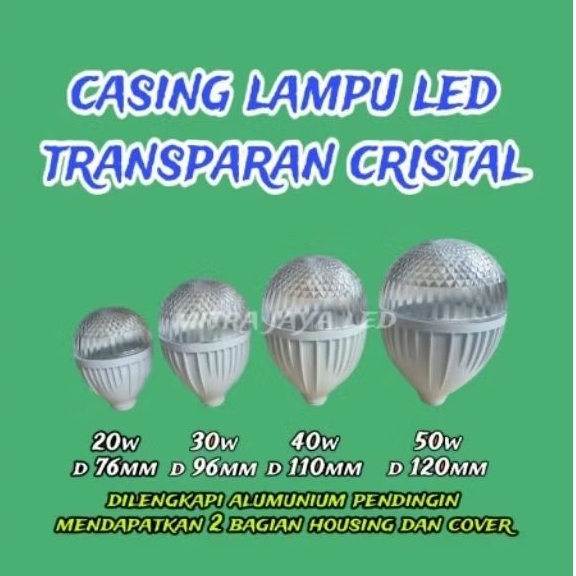 Jual casing lampu LED transparan Cristal 20,30,40,50watt | Shopee Indonesia