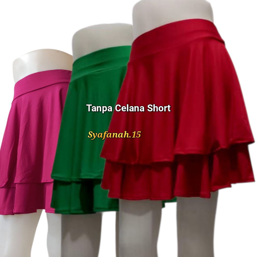 Jual Rok Susun 2 Spandek Balon Premium || Rok Mini Flowy 2 Layer || Rok ...