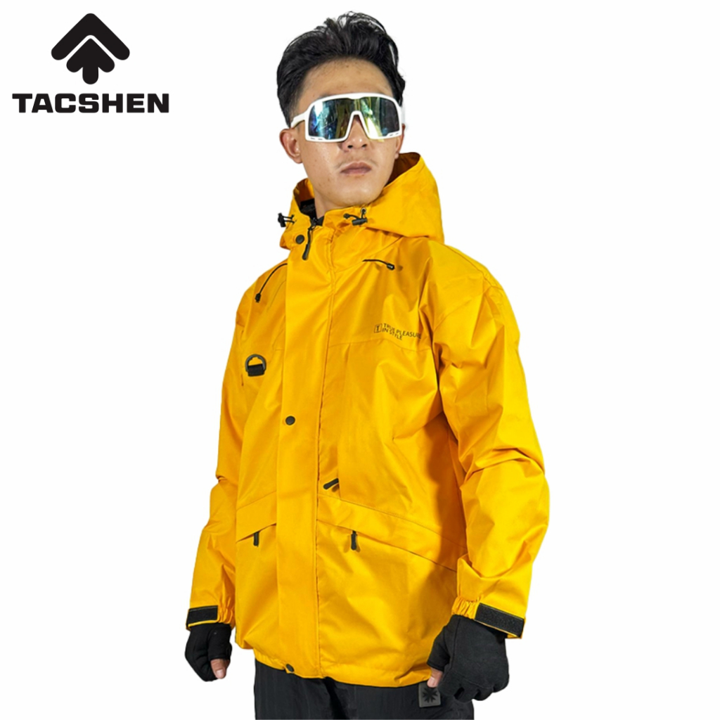 TACSHEN - Jacket Gunung Gorpcore Skyplas Waterproof Uniseks Hiking Gunung Windbreaker Outdoor Yellow