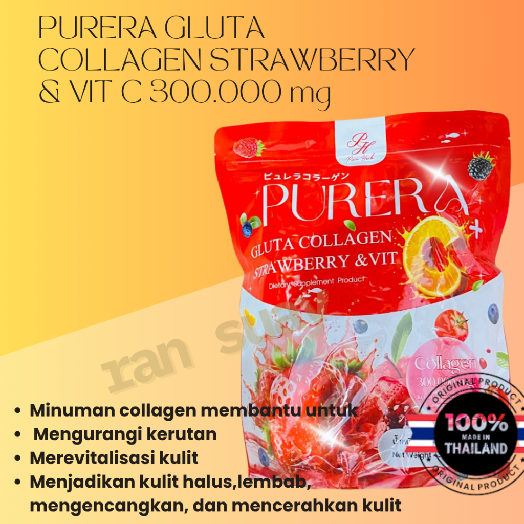Jual PURERA GLUTA COLLAGEN STRAWBERRY & VIT C 300.000 mg / COLLAGEN ...