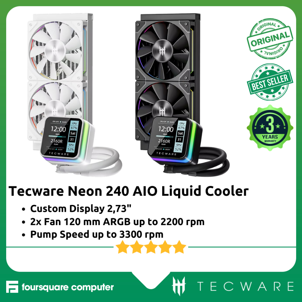 Jual AIO Water Cooling Tecware NEON 240 ARGB IPS LCD 2.73 Inch Custom ...