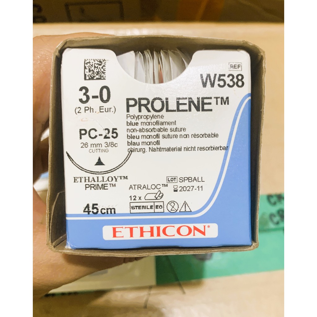 Jual Prolene 3-0 Cutting W538 Benang Jahit Medis Steril Prolen 3/0 ...