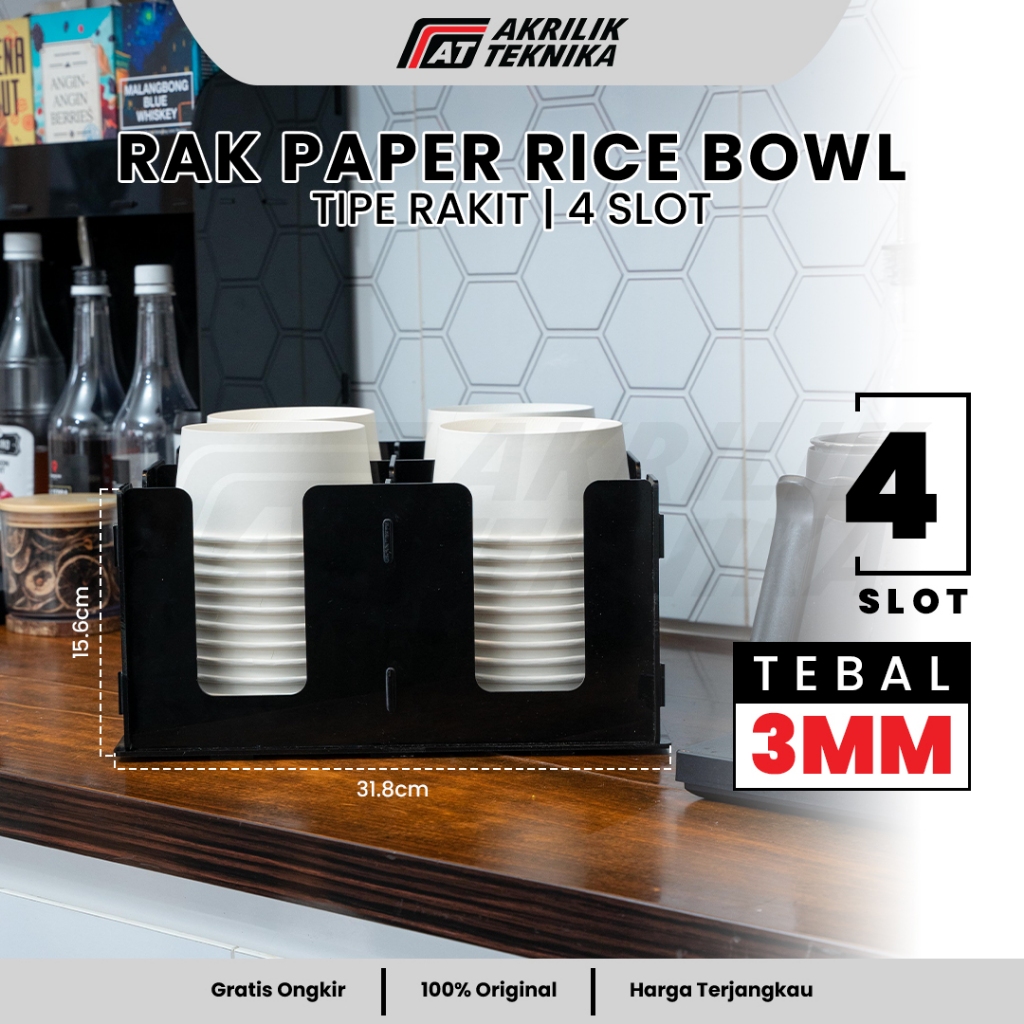 Jual Rak Paper Rice Bowl / Dispenser Organizer Cafe / Rak Cup Holder ...